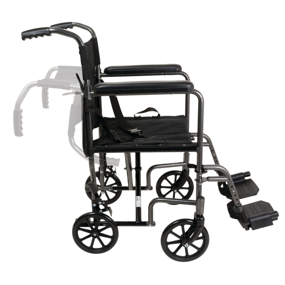 Compass Health ProBasics Aluminum Transport Chair with Footrest - Lightweight Mobility for Home and Travel