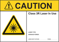 Phillips Safety LWS-3R-PS-STD Caution Class 3R Laser In Use Laser Warning Sign