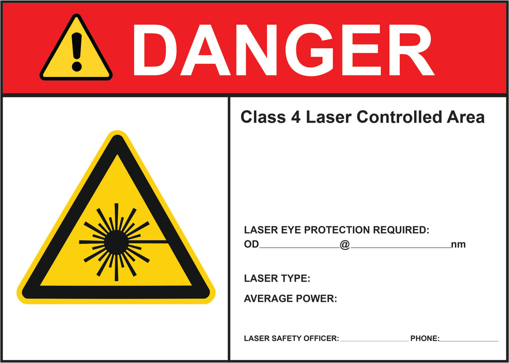 Phillips Safety LWS-4-MG-STD Danger Class 4 Laser Controlled Area Laser Warning Sign