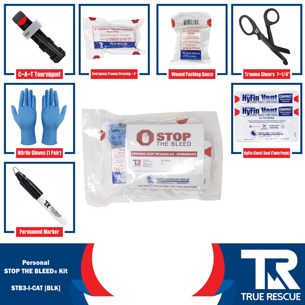 Cubix Safety STB3-I-CAT Personal Stop The Bleed Kit - Intermediate with CAT Tourniquet