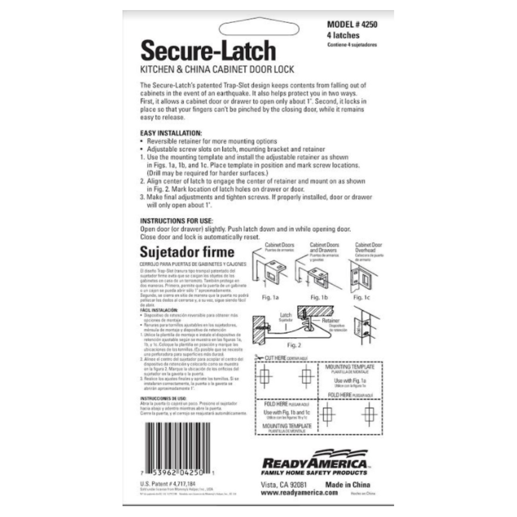 MayDay 4250 QuakeHOLD! Kitchen and China Cabinet Door Latch - Brown
