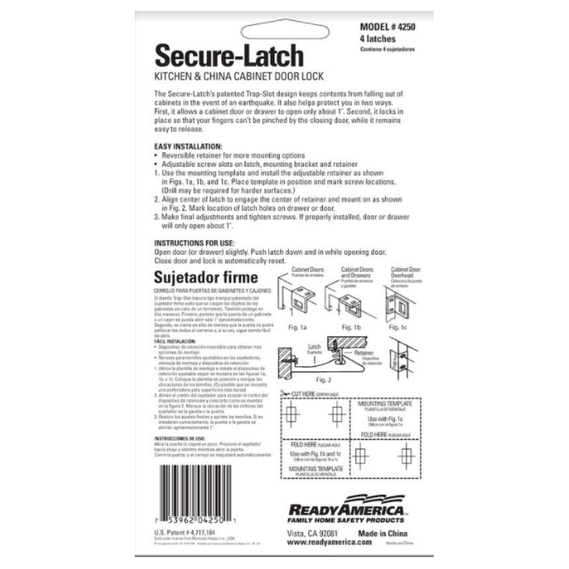 MayDay 4250 QuakeHOLD! Kitchen and China Cabinet Door Latch - Brown