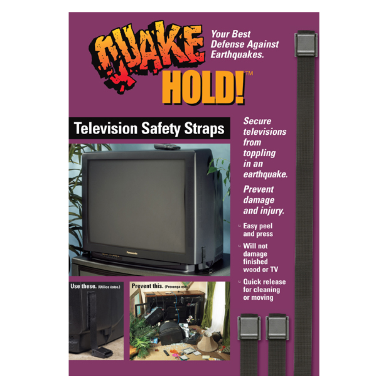 MayDay 4065 QuakeHOLD! TV Strap - Seismic Equipment Stabilization System