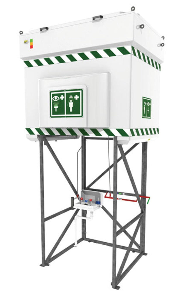 Justrite QS1200 Emergency Tank Shower With Eyeface Wash Galvanized Steel Frame 110v General Purpose, 317 Gallon