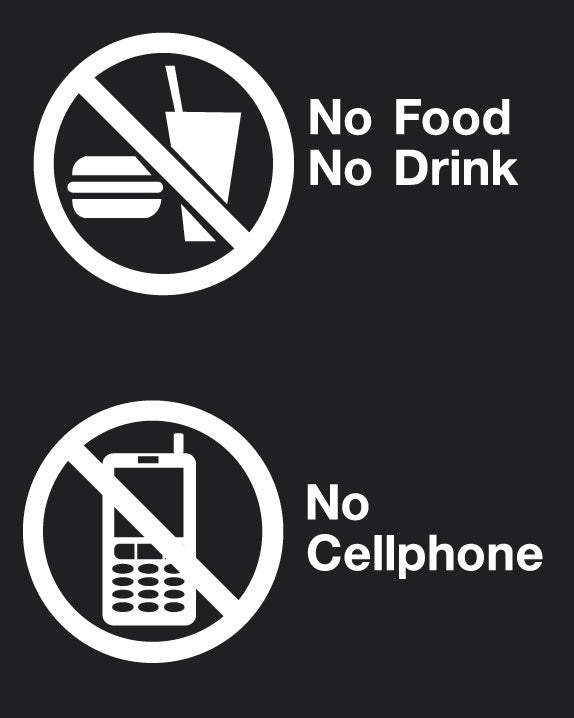 Phillips Safety RD-WS-P-NFNDNC-BK Silk Screened Sign No Food No Drink No Cellphone