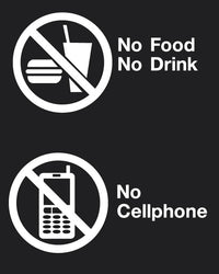 Phillips Safety RD-WS-P-NFNDNC-BK Silk Screened Sign No Food No Drink No Cellphone