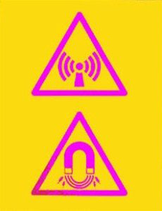 Phillips Safety RD-WS-P-NRMFS Silk Screened Sign Non Ionising Radiation and Magnet Field Symbols