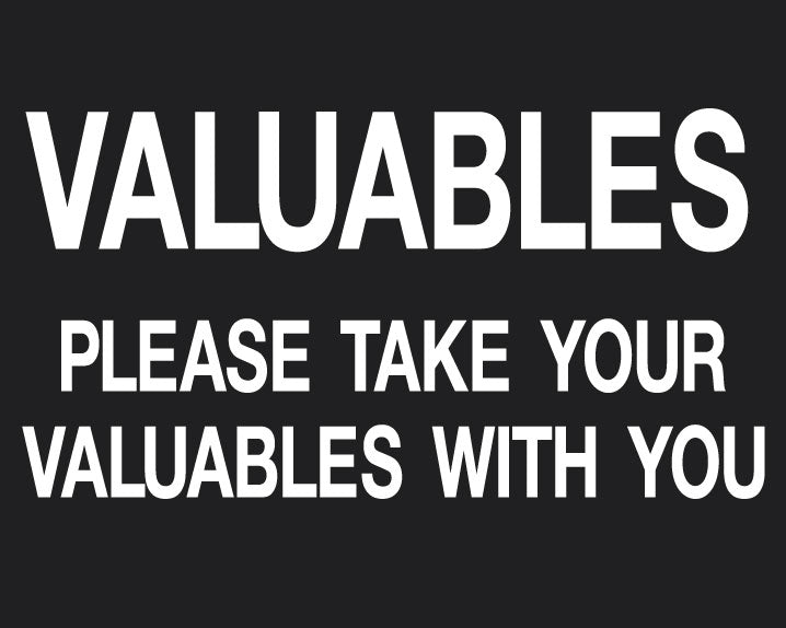 Phillips Safety RD-WS-P-VAL-BK Silk Screened Sign Valuables