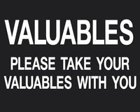 Phillips Safety RD-WS-P-VAL-BK Silk Screened Sign Valuables