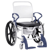 TR Equipment Rebotec Miami Self-Propelled Shower Commode Chair – Heavy-Duty 24" Wheel Mobile Hygiene Chair with Reversible Opening