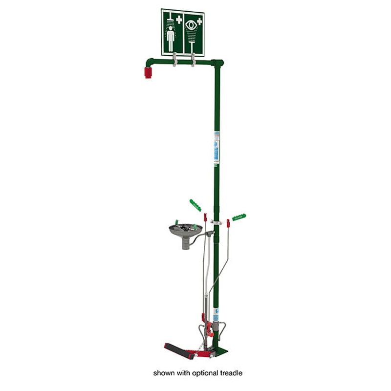 Justrite SD18G85G Combination Shower Self Draining Floor Mount Open Stainless Steel Bowl Galvanized Pipe
