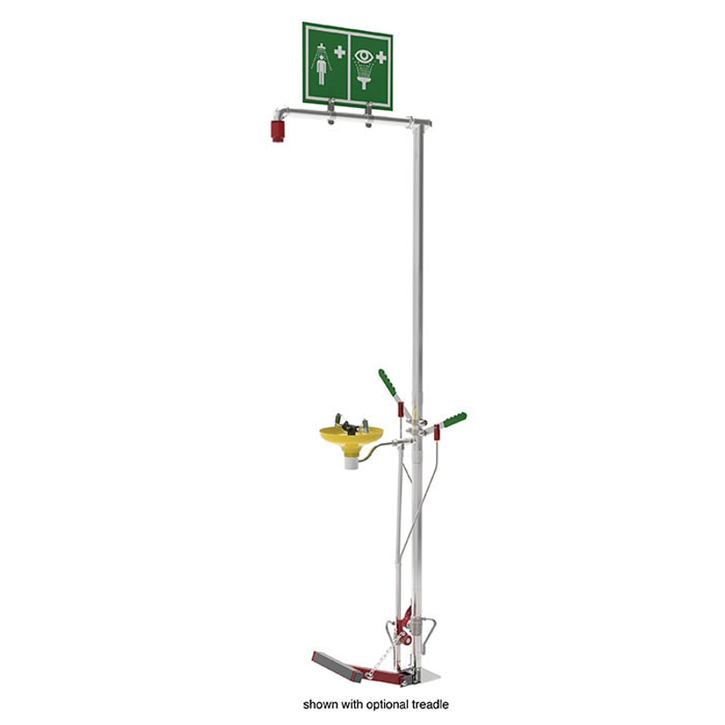 Justrite SD18GS75G Combination Shower Self Draining Floor Mount Open ABS Bowl Stainless Steel Pipe