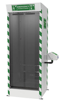 Justrite SD31K45G Emergency Cubicle Shower Multi Nozzle Body Wash Foot Activated Strip Screens Side Mount Covered ABS Eyeface Wash