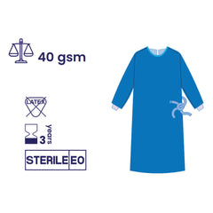 SUBMED Extra Reinforced Surgical Gown with Impervious Front, Sleeve Protection