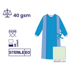 SUBMED Full Reinforced Surgical Gown with Complete Front, Sleeve Impervious Reinforcement