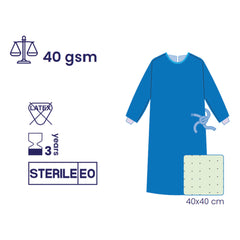 SUBMED Extra Reinforced Surgical Gown with Impervious Front, Sleeve Protection
