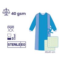 SUBMED Full Reinforced Surgical Gown with Complete Front, Sleeve Impervious Reinforcement