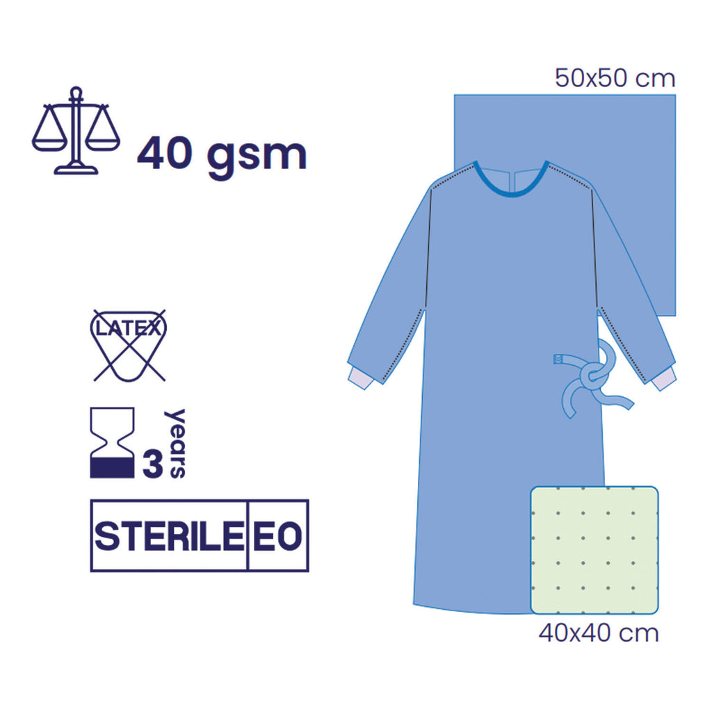 SUBMED Standard Wrapped Surgical Gown with Towel Options