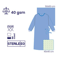 SUBMED Standard Wrapped Surgical Gown, 40 gsm SMS with Towel Options