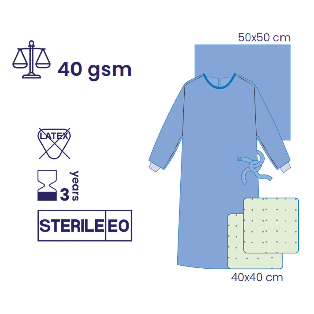 SUBMED Standard Wrapped Surgical Gown with Towel Options
