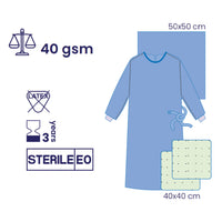 SUBMED Standard Wrapped Surgical Gown, 40 gsm SMS with Towel Options
