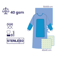 SUBMED Reinforced Wrapped Surgical Gown  with Impervious Chest, Sleeve Zones