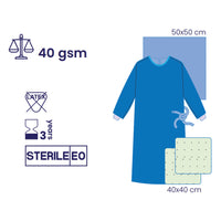 SUBMED Extra Reinforced Wrapped Surgical Gown with Impervious Protection