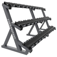 Freemotion Saddle Dumbbell Rack – 3-Tier 18-Pair Storage System with Individual Urethane Saddles
