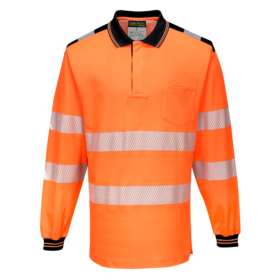 Portwest T184 PW3 Hi-Vis Cotton Comfort Polo Shirt L/S