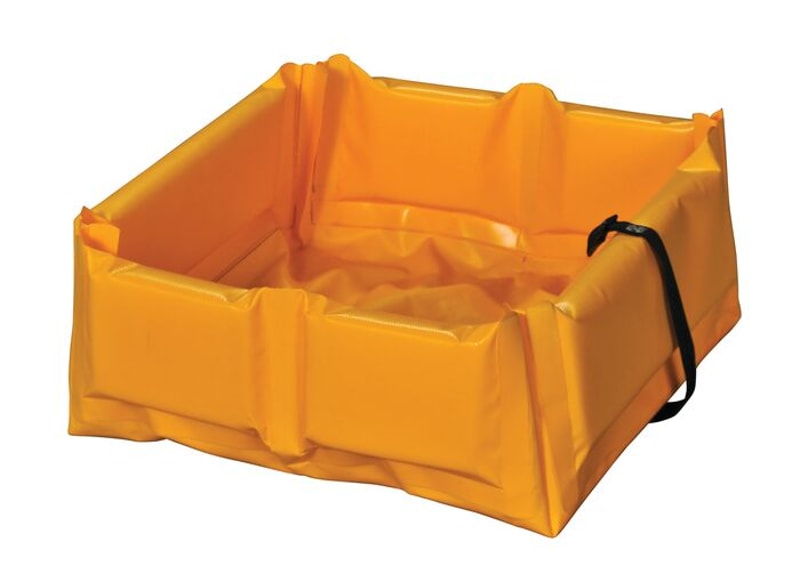 Justrite T8005FS 4’x4’x6”, 60 Gallon Capacity, Folding Spill Containment Berm, Quik-Deploy™ SpillNEST™, Yellow