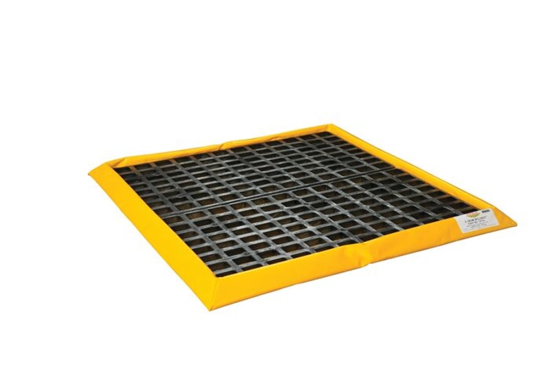 Justrite T8103G 4 Drum, 30 Gallon Capacity, Spill Containment Berm, With Grate, SpillNEST™, Yellow Industrial Safety Products