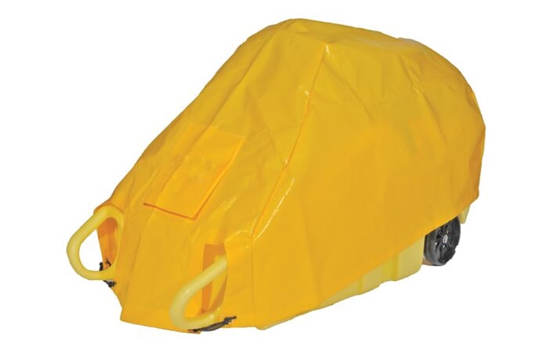 Justrite T8609 34inL by 71inW by 26inH, Drum Dolly Tarp Cover, Yellow Spill Control