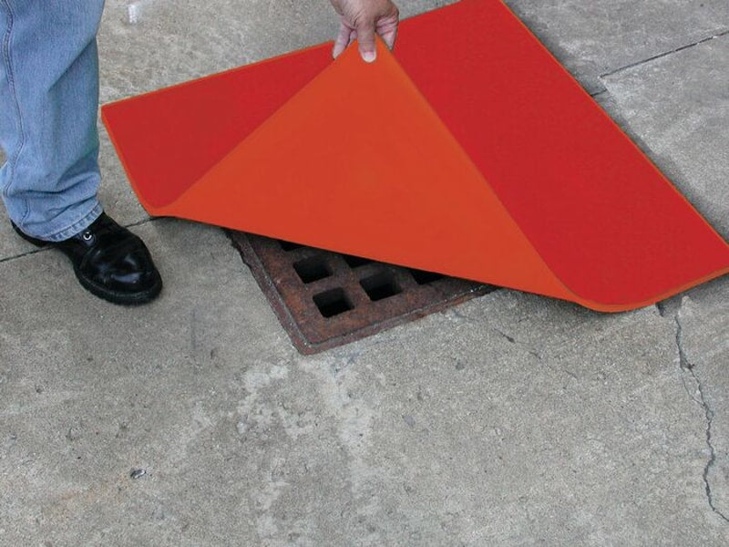 Justrite T8721 18in by 18” Drain Cover, Red Spill Control