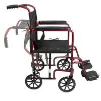 Compass Health ProBasics Aluminum Transport Chair with Footrest, Burgundy