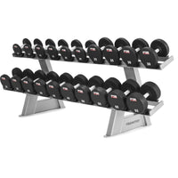 Freemotion Twin Tier Dumbbell Rack – Dual-Shelf 10-Pair Storage System with Individual Urethane Saddles