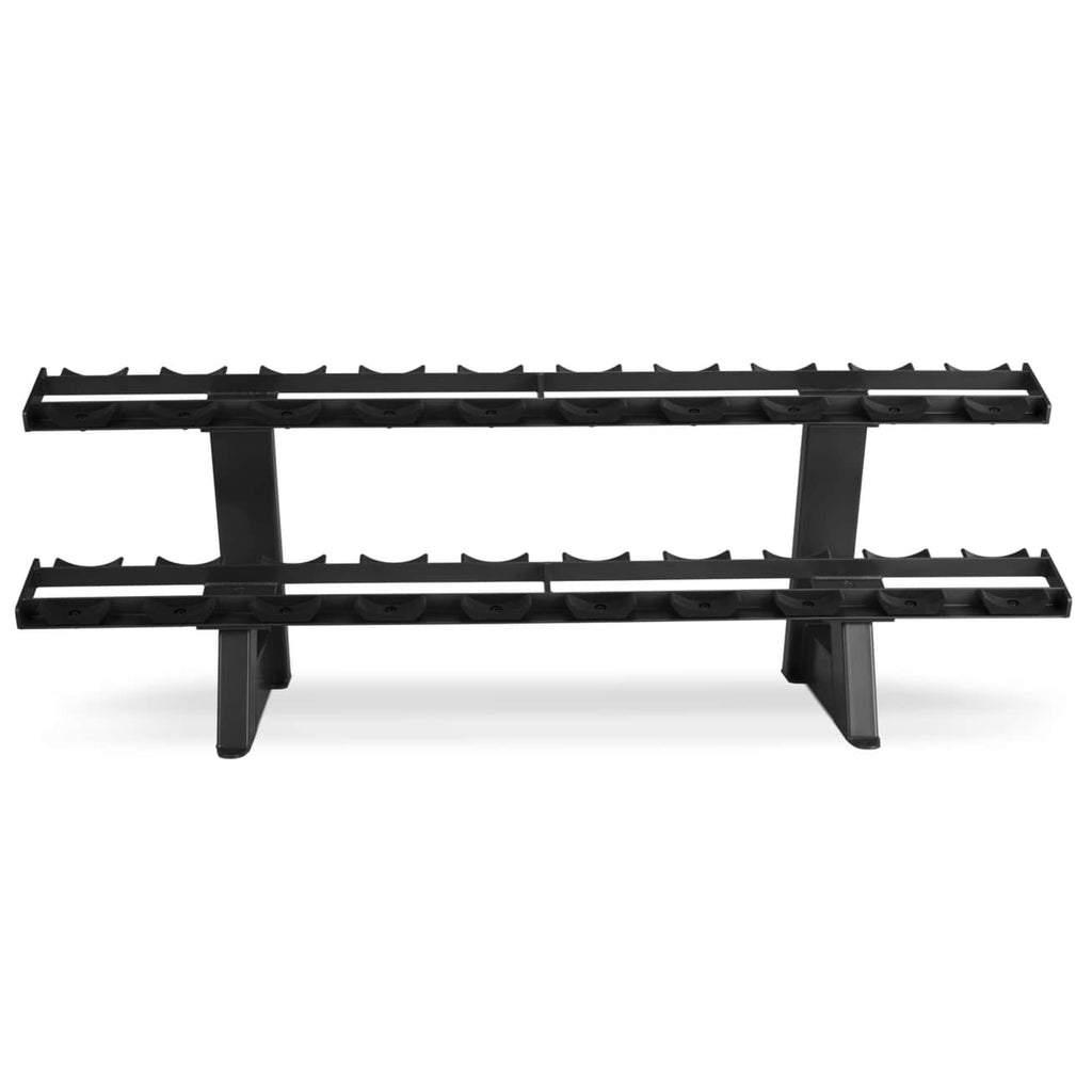 Freemotion Twin Tier Dumbbell Rack – Dual-Shelf 10-Pair Storage System with Individual Urethane Saddles
