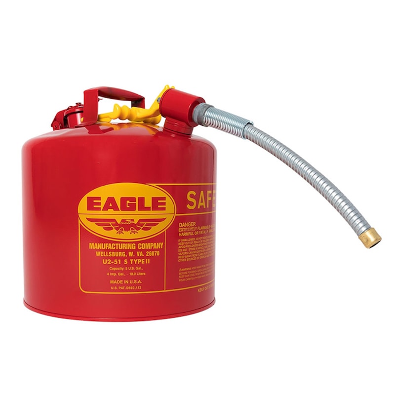 Justrite U211S 7/8in Metal Hose, Steel Safety Can for Flammables, Type II
