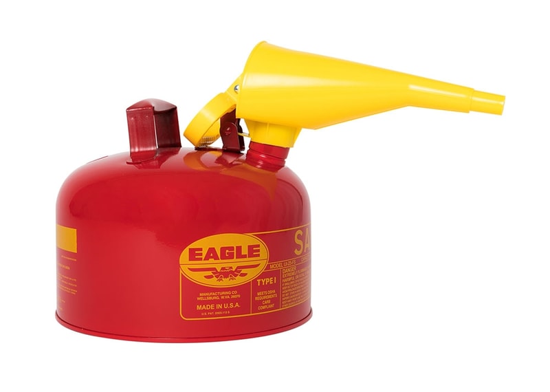 Justrite UI4FS Steel Safety Can for Flammables, Type 1, Flame Arrester, Funnel