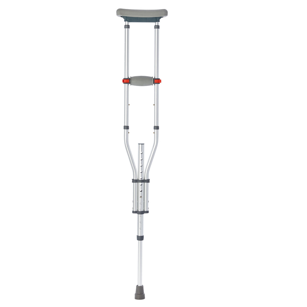 Rhythm Healthcare Pair of Universal Height-Adjustable Aluminum Crutches | Universal-Sized Underarm Mobility System for Institutional Clinics