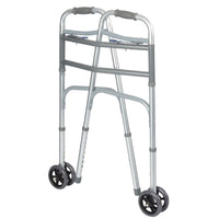 Rhythm Healthcare Bariatric Extra Wide Two Button Folding Walker with Wheels