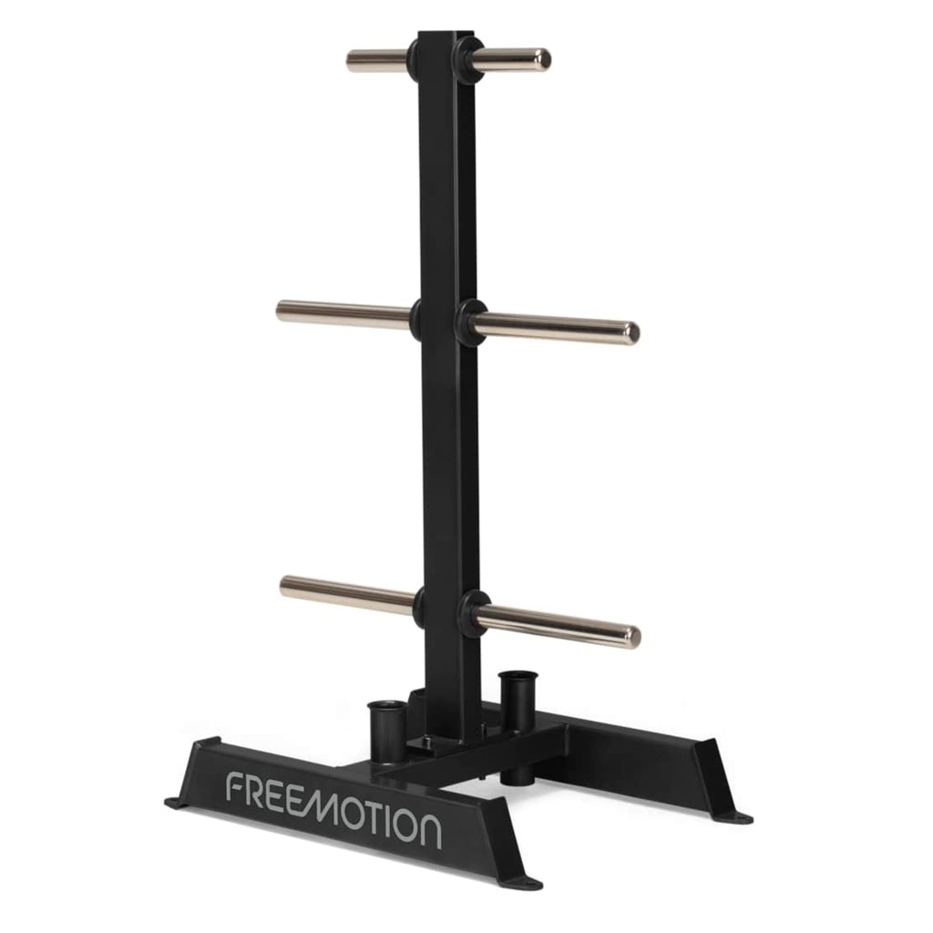 Freemotion Weight Plate and Bar Storage Rack – Compact Dual Bar and 6-Horn Weight Tree for Commercial Facilities