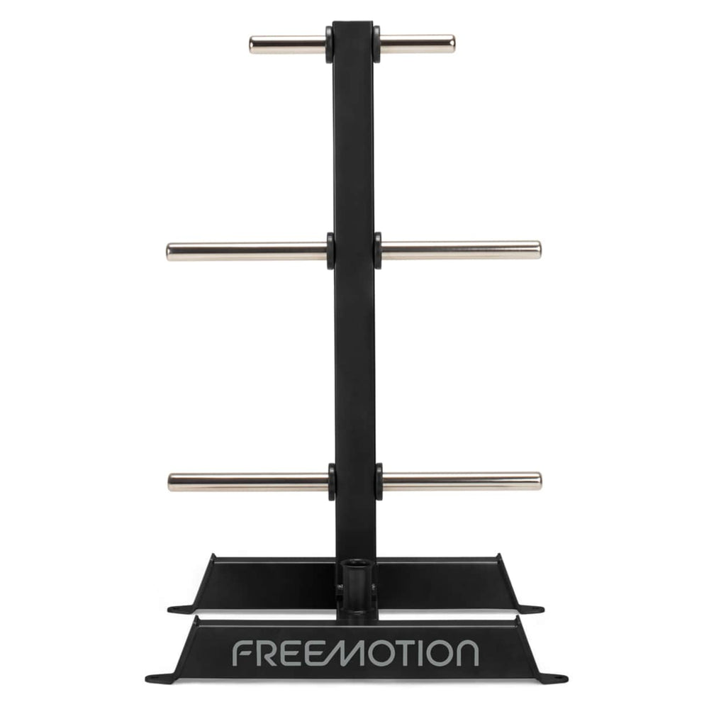 Freemotion Weight Plate and Bar Storage Rack – Compact Dual Bar and 6-Horn Weight Tree for Commercial Facilities