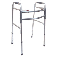 Compass Health ProBasics Economy Two-Button Folding Steel Walker with Wheels
