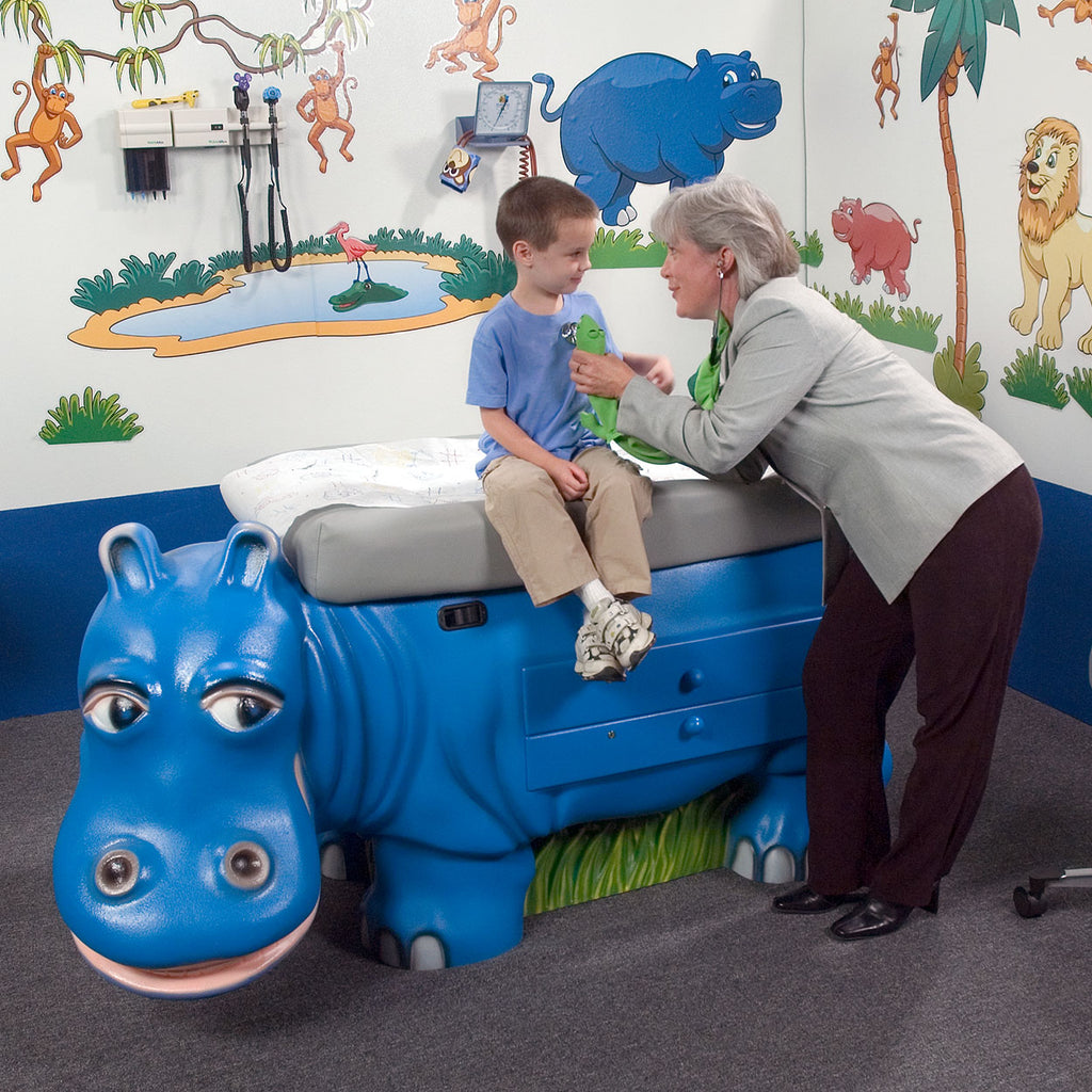 Pedia Pals ZooPals Hippo Pediatric Exam Table | Built-In Storage & Gas-Spring Backrest