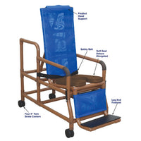MJM 18.5" WoodTone Tilt-N-Space Shower Commode Chair