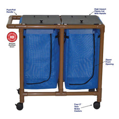 MJM WoodTone Double Bag Laundry Hamper, 28.92 Gal. Capacity