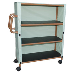 MJM Wood Tone Three-Shelf Linen Cart with Four" Casters