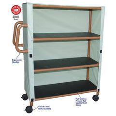 MJM Wood Tone Three-Shelf Linen Cart with Four" Casters