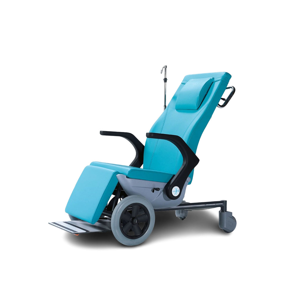Nitrocare TREK X6 Ergonomic Patient Transfer Wheelchair with Gas-Spring Recline and Drop-Down Armrests