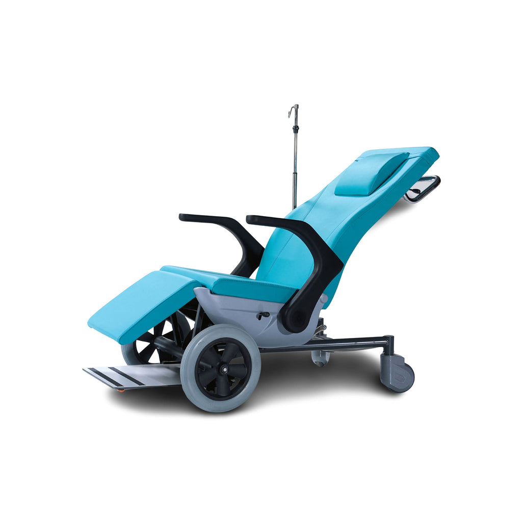Nitrocare TREK X6 Ergonomic Patient Transfer Wheelchair with Gas-Spring Recline and Drop-Down Armrests
